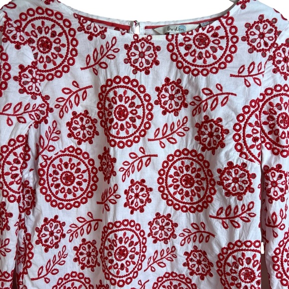 Boden Red Embroidered Eyelet Top Size 4R - Picture 4 of 12